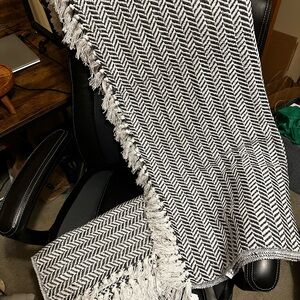 Blue and White Chevron Throw Blanket